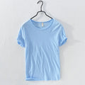 Camiseta casual ligera, transpirable y de cuello O, ajuste delgado Azul
