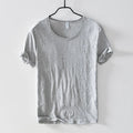 Camiseta casual ligera, transpirable y de cuello O, ajuste delgado Gris