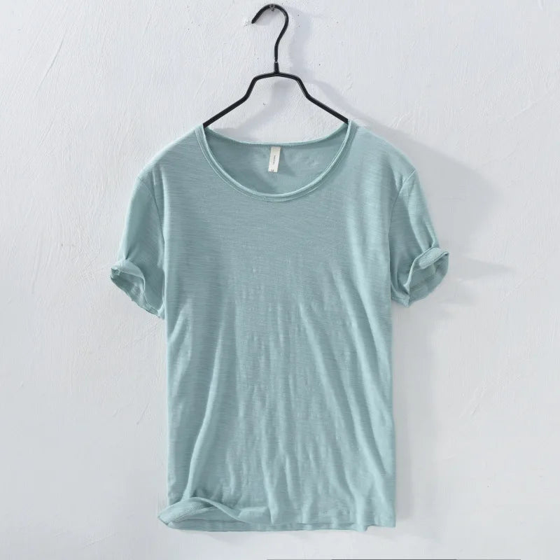 Camiseta casual ligera, transpirable y de cuello O, ajuste delgado Verde
